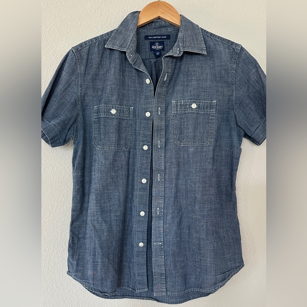 Old Navy Men's Casual Blue Button Down Shirt